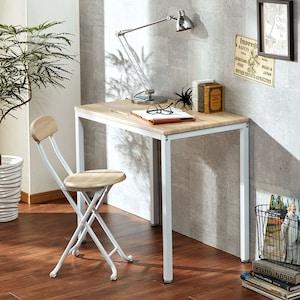 アイアンフレームのワークデスク&折りたたみチェアセット 【パソコンデスクとしても】の商品写真