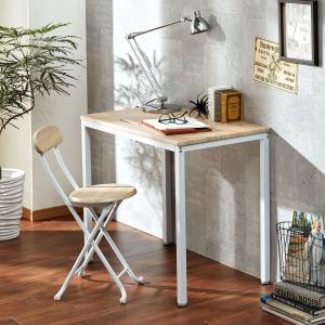 アイアンフレームのワークデスク&折りたたみチェアセット 【パソコンデスクとしても】の商品写真