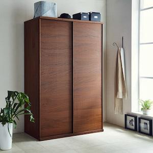 ミラー付きウォルナット材の引き戸のワードローブの商品写真