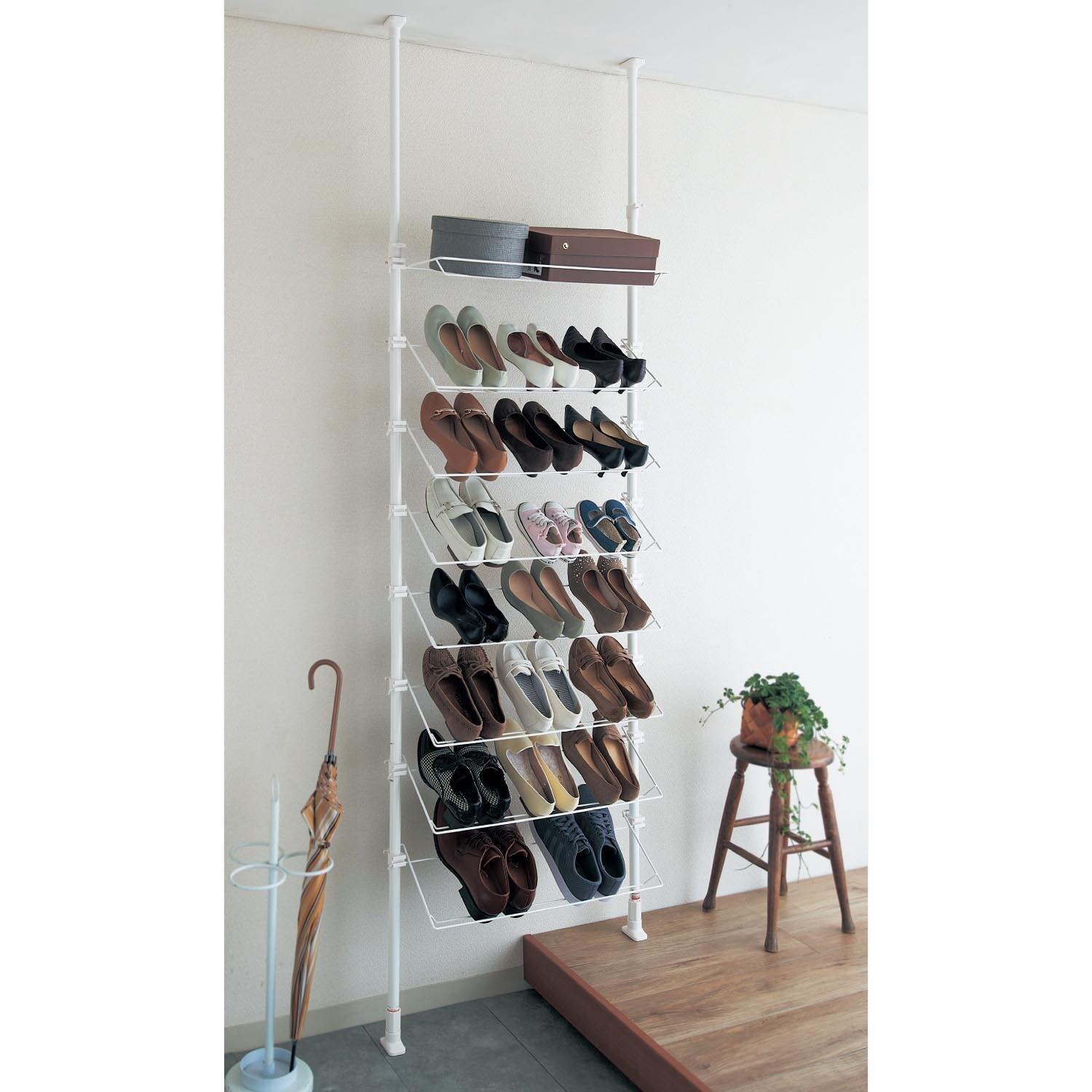 省スペース突っ張りシューズラックの商品写真