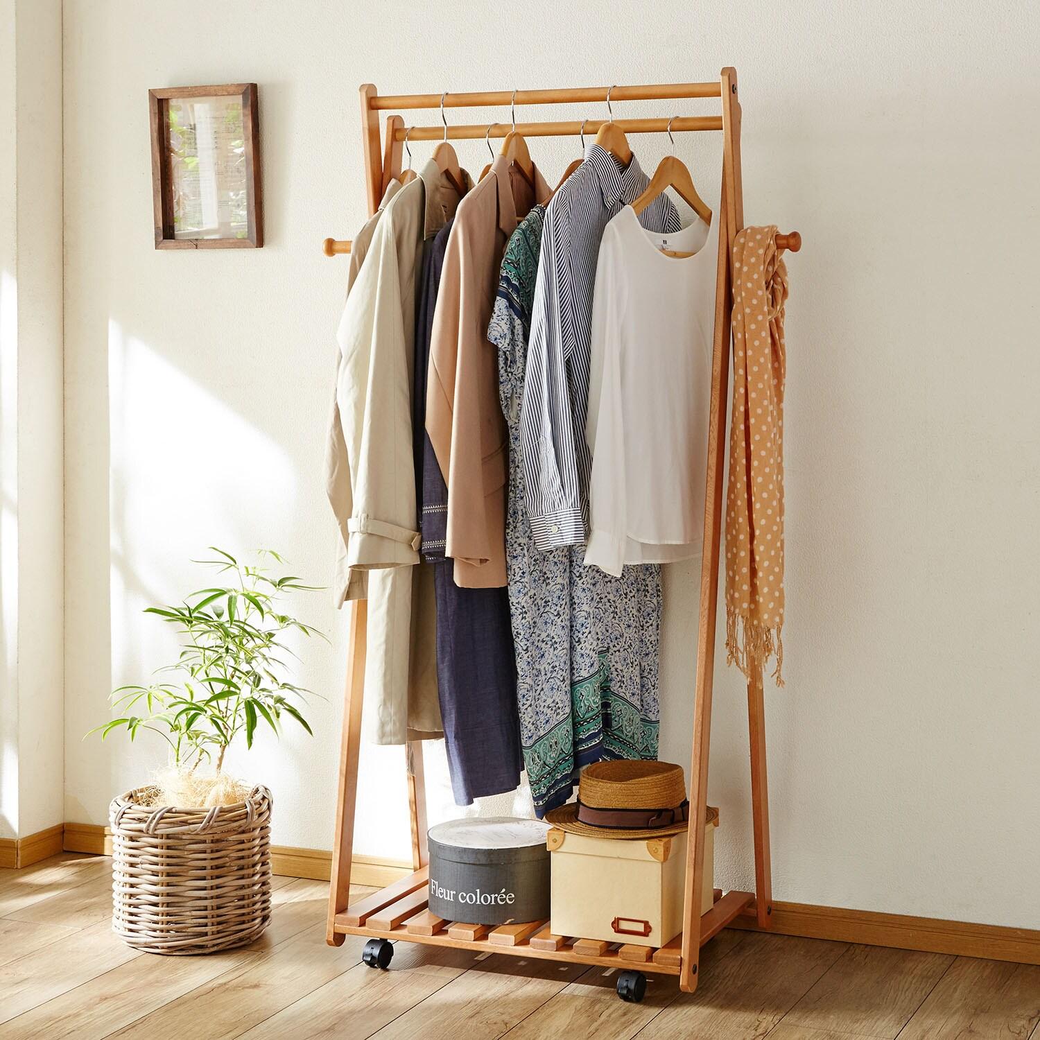 収納力1.5倍!A型ハンガーラック[日本製] <幅86cm>の商品写真