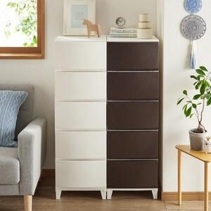組立簡単!引出しスムーズ収納5段チェスト(幅34cm)<奥行42cm>の商品写真