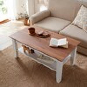 フレンチカントリー調棚付きリビングローテーブルの商品写真