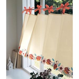 刺繍たっぷりのリンゴ柄カットワークカフェカーテンの商品写真