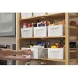 ラベル表記できる取っ手付き収納バスケットラージ10個セットの商品写真