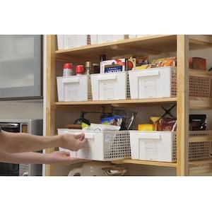 ラベル表記できる取っ手付き収納バスケットラージ10個セットの商品写真