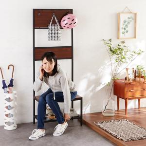 フック&収納棚付き玄関収納ベンチ <幅61cm>の商品写真