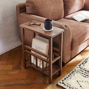 天然木のテーブルにもなるマガジンラックの商品写真