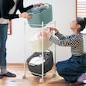 ニット調ランドリーバスケットのランドリーワゴンの商品写真