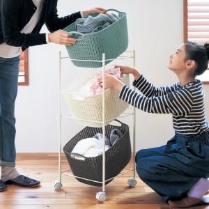 ニット調ランドリーバスケットのランドリーワゴンの商品写真