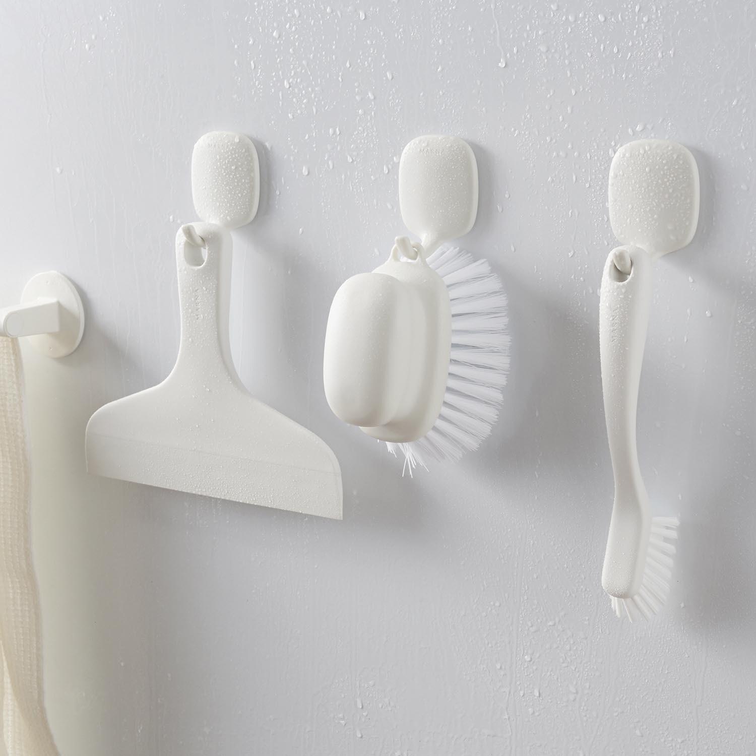 お風呂のブラシ&スキージー&マグネットフック6点セット 【白で統一】の商品写真