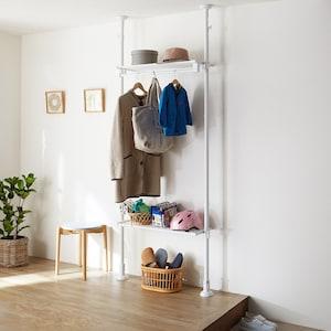 ハンガーラックにもなるつっぱりシェルフ <幅90cm>の商品写真