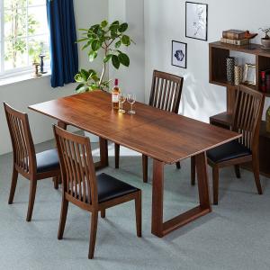 1人で簡単に調整できるウォルナット材の伸長式ダイニングテーブル <4人用~6人用>の商品写真