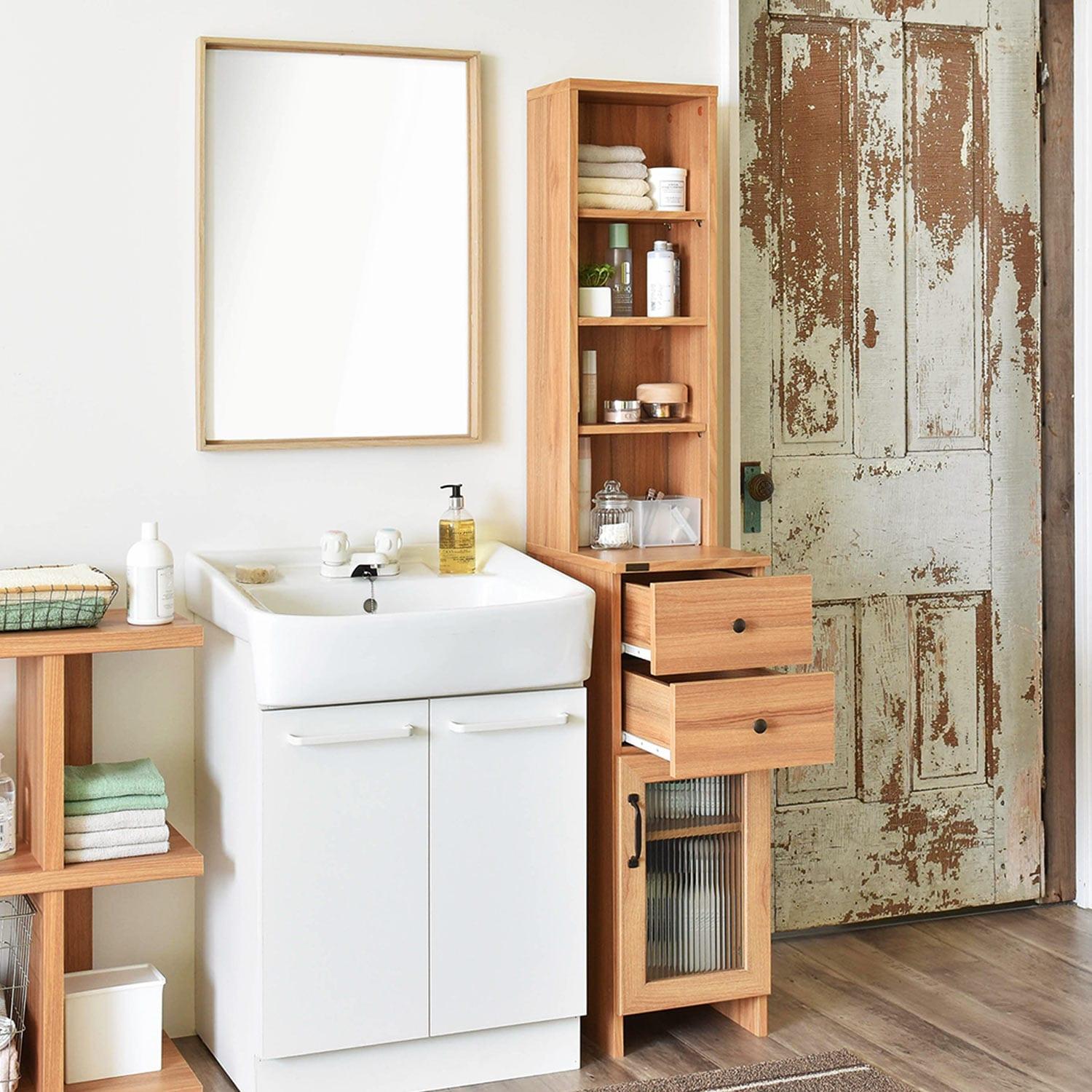 木目調隙間サニタリーチェスト(幅20/25/30cm)の商品写真