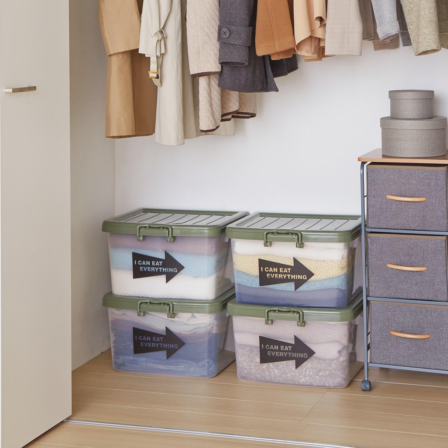 アースカラーの衣類収納ボックス 4個セット<奥行38cm>の商品写真