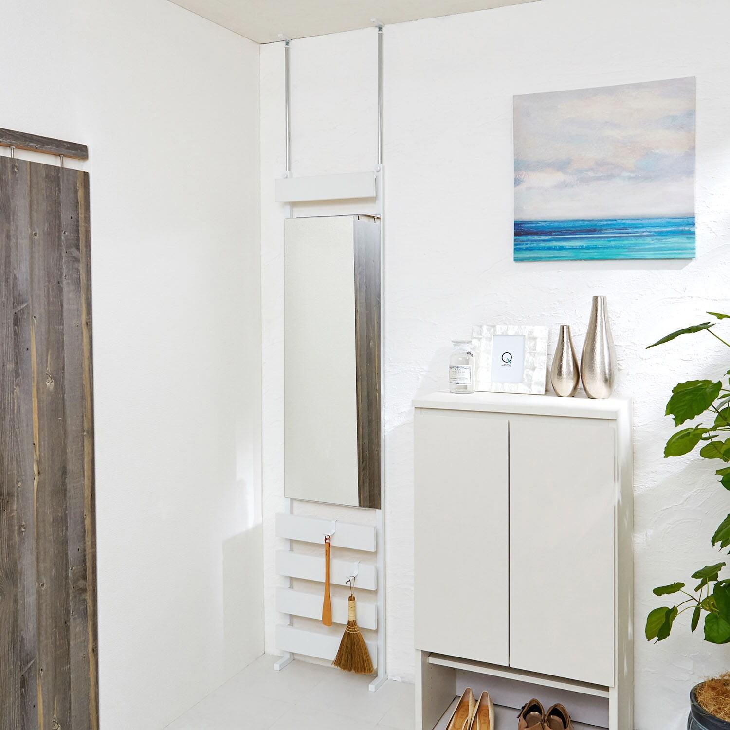 ミラー付き壁面ラダーラック<幅40/幅60/幅80cm>の商品写真