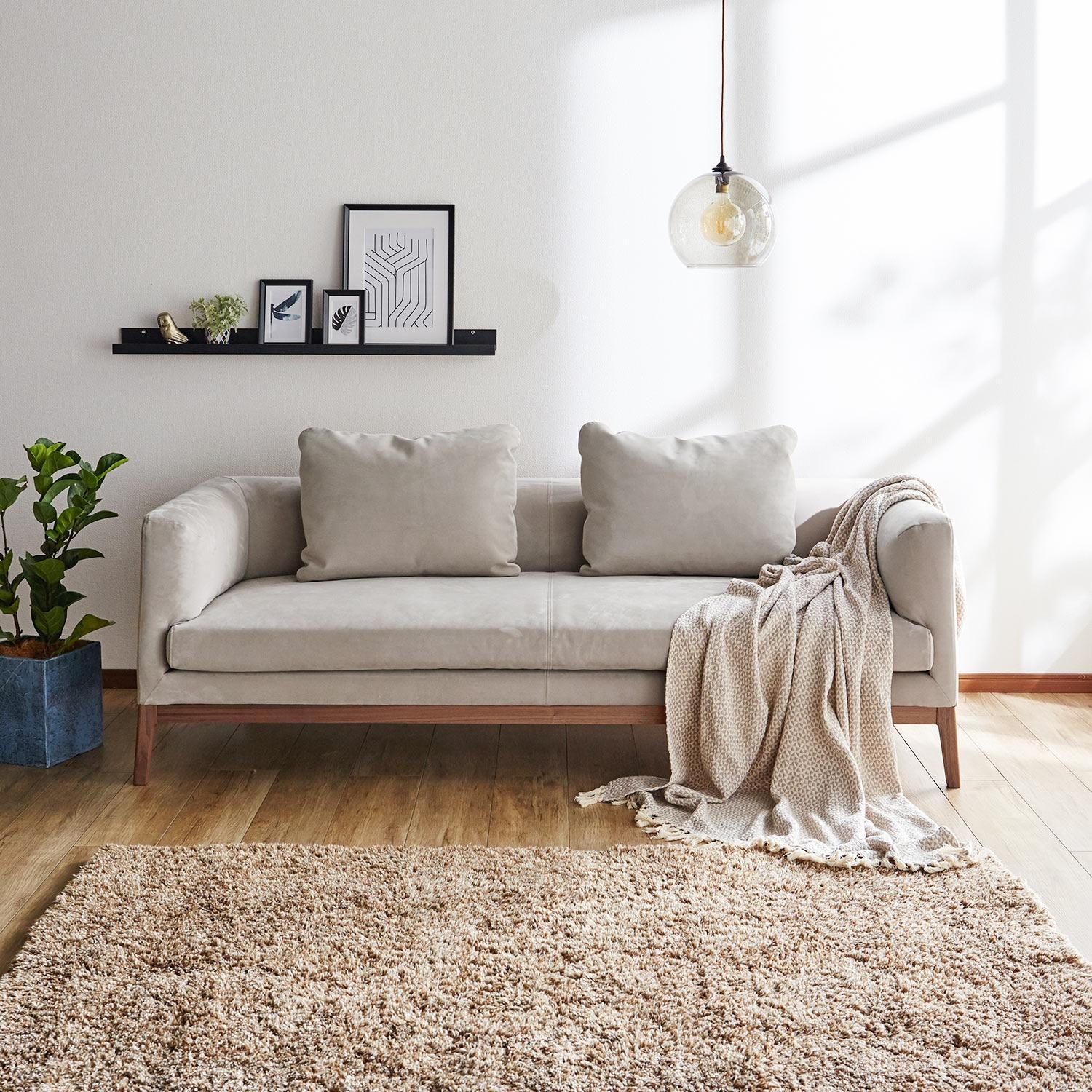 スウェード生地を使用したシンプルソファー <2人掛け/3人掛け>の商品写真