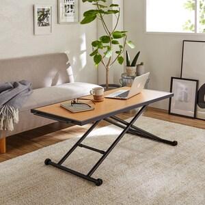 オーク材の昇降式リビングテーブルの商品写真