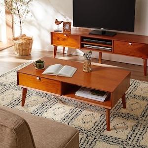 北欧ヴィンテージ調引出し付きリビングローテーブルの商品写真