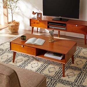 北欧ヴィンテージ調引出し付きリビングローテーブルの商品写真