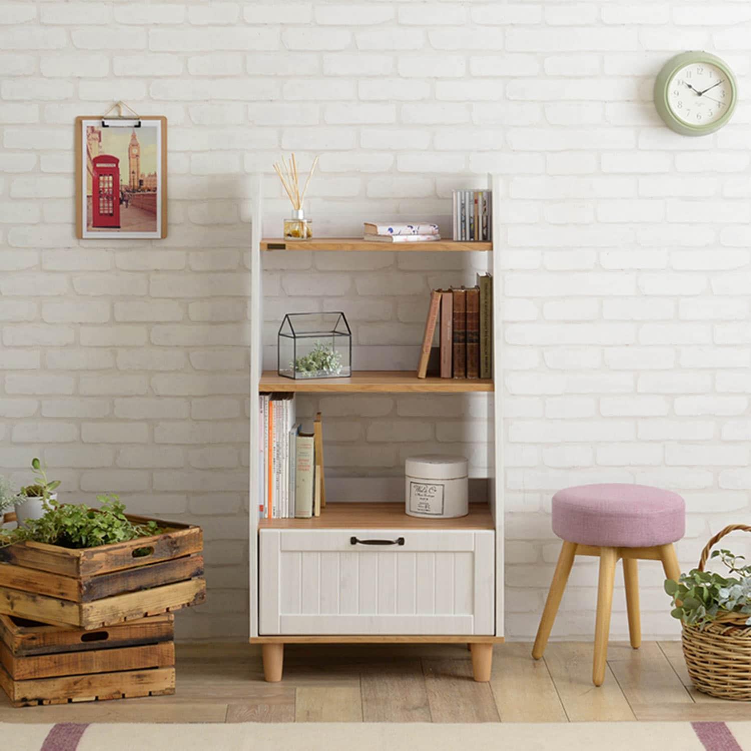 フレンチカントリー調引出し付きシェルフの商品写真