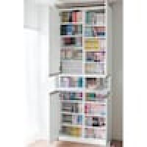 扉付き1cmピッチダブル棚板の薄型本棚の商品写真