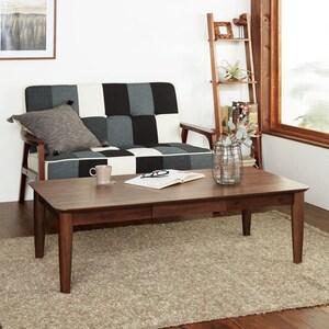 ウォルナット材を贅沢に使用した引出し付きリビングローテーブルの商品写真