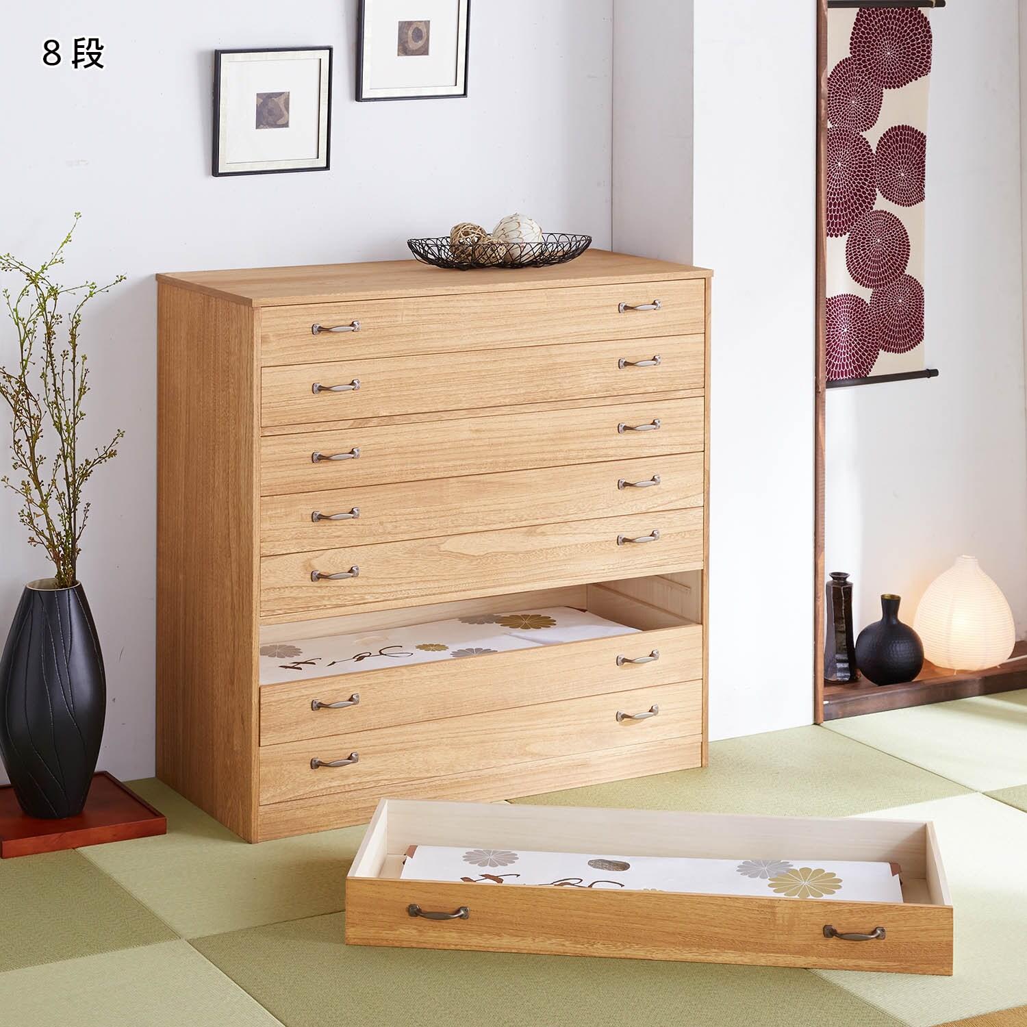 たとう紙が収納できる浮造り仕上げの総桐チェストの商品写真