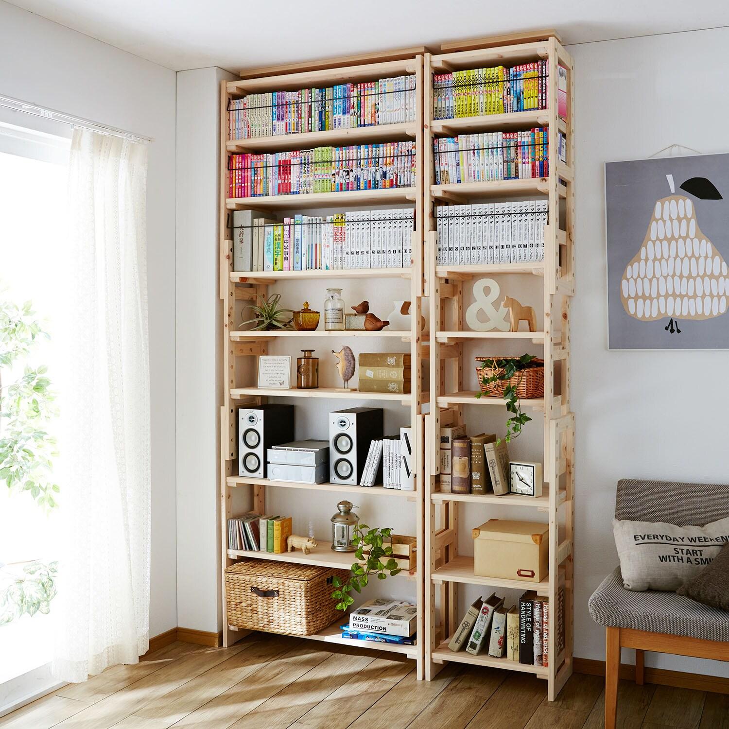 国産ひのきの突っ張り薄型オープンラックの商品写真