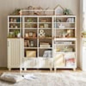 高さを抑えたカントリー調の引出し付きオープンラック(幅77cm)の商品写真