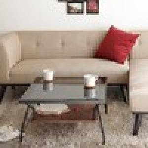 ガラス天板の棚付きリビングローテーブルの商品写真