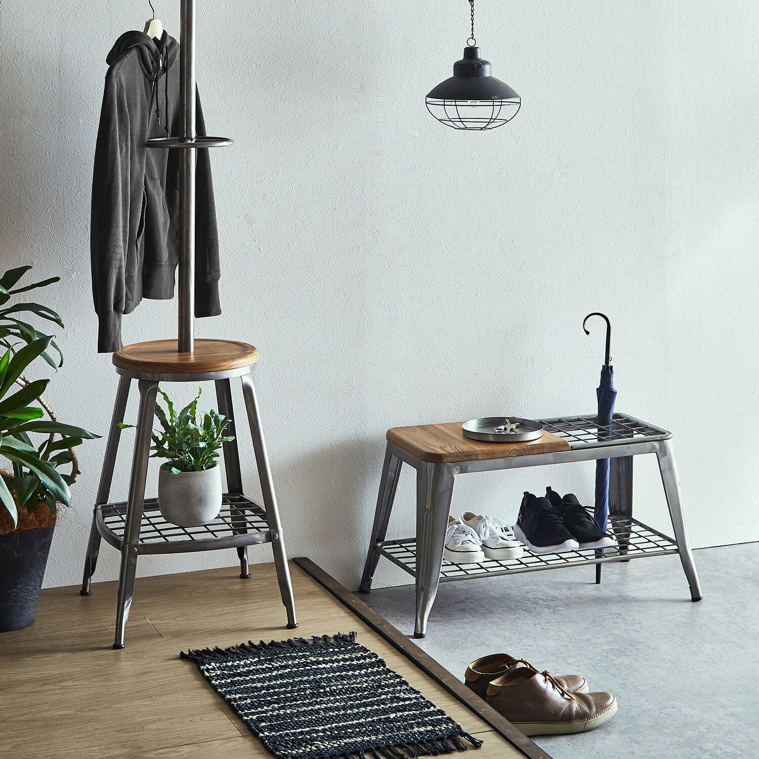 インダストリアル調玄関ベンチ <幅79cm>の商品写真