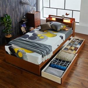 照明・コンセント・収納付きベッド(圧縮ボンネルコイルマットレス付き)の商品写真