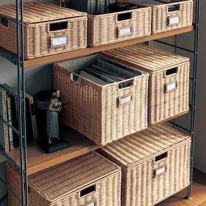 【5月6日までタイムセール】 ふた付きラタンバスケット 【選べる8サイズ】の商品写真