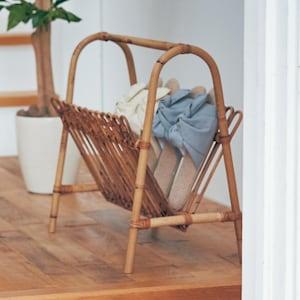 Bohoスタイルのラタンマガジンラックの商品写真