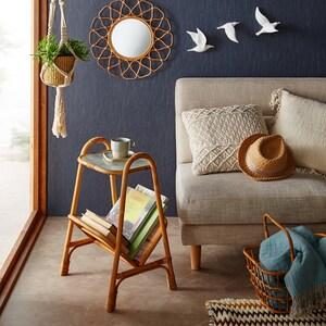 Bohoスタイルのラタンサイドテーブルの商品写真