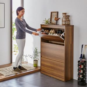 スリムとワイドが選べる!フラップ扉の薄型シューズラックの商品写真