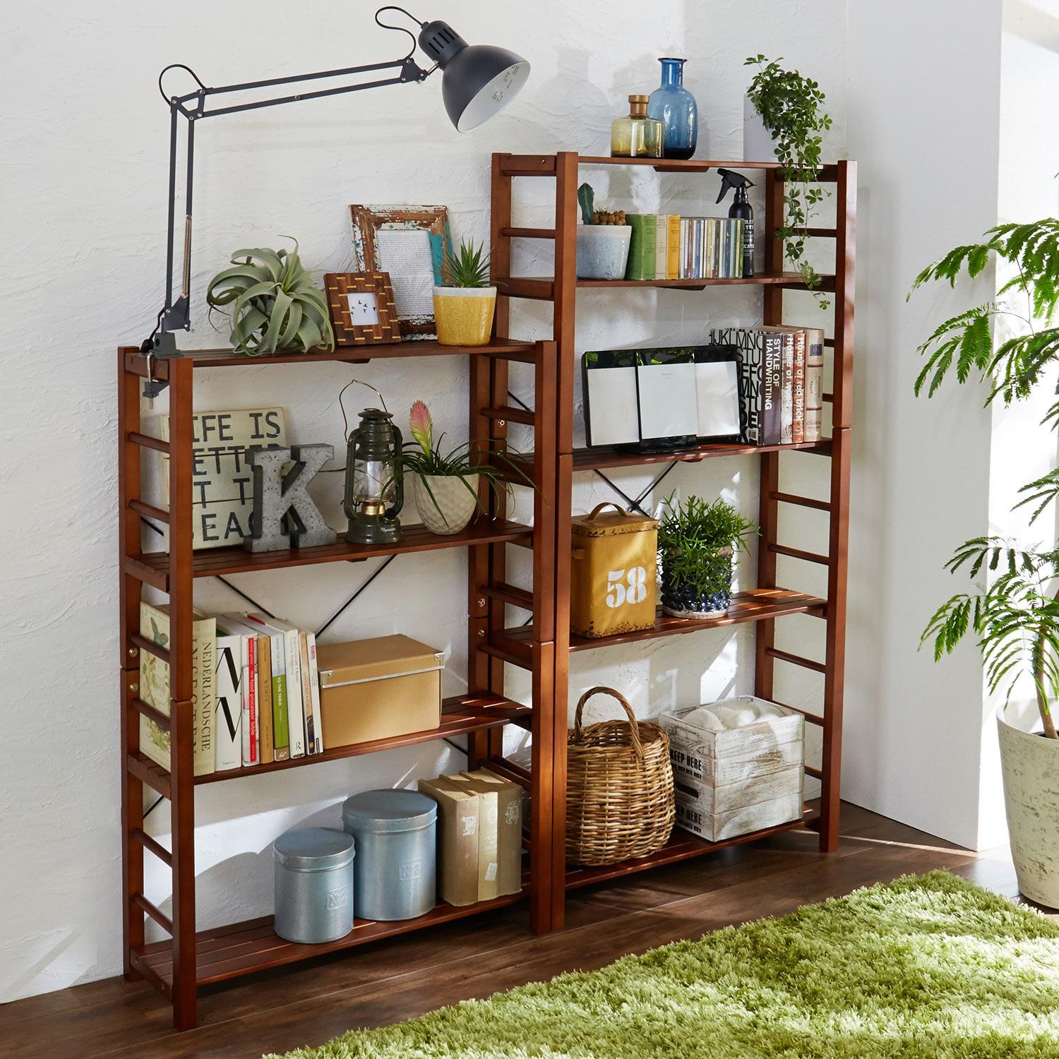 天然木の薄型のオープンラックの商品写真