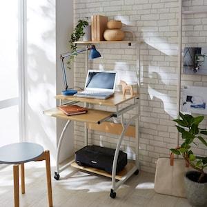 移動もしやすい棚付きワークデスク 【パソコンデスクとしても】の商品写真