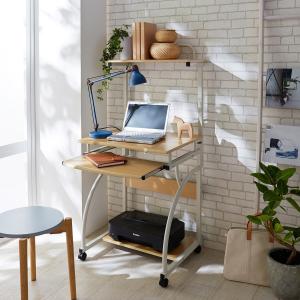 移動もしやすい棚付きワークデスク 【パソコンデスクとしても】の商品写真