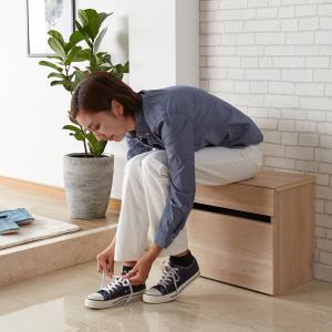 ミニデスクにもなる玄関収納ベンチボックス <幅59cm>の商品写真