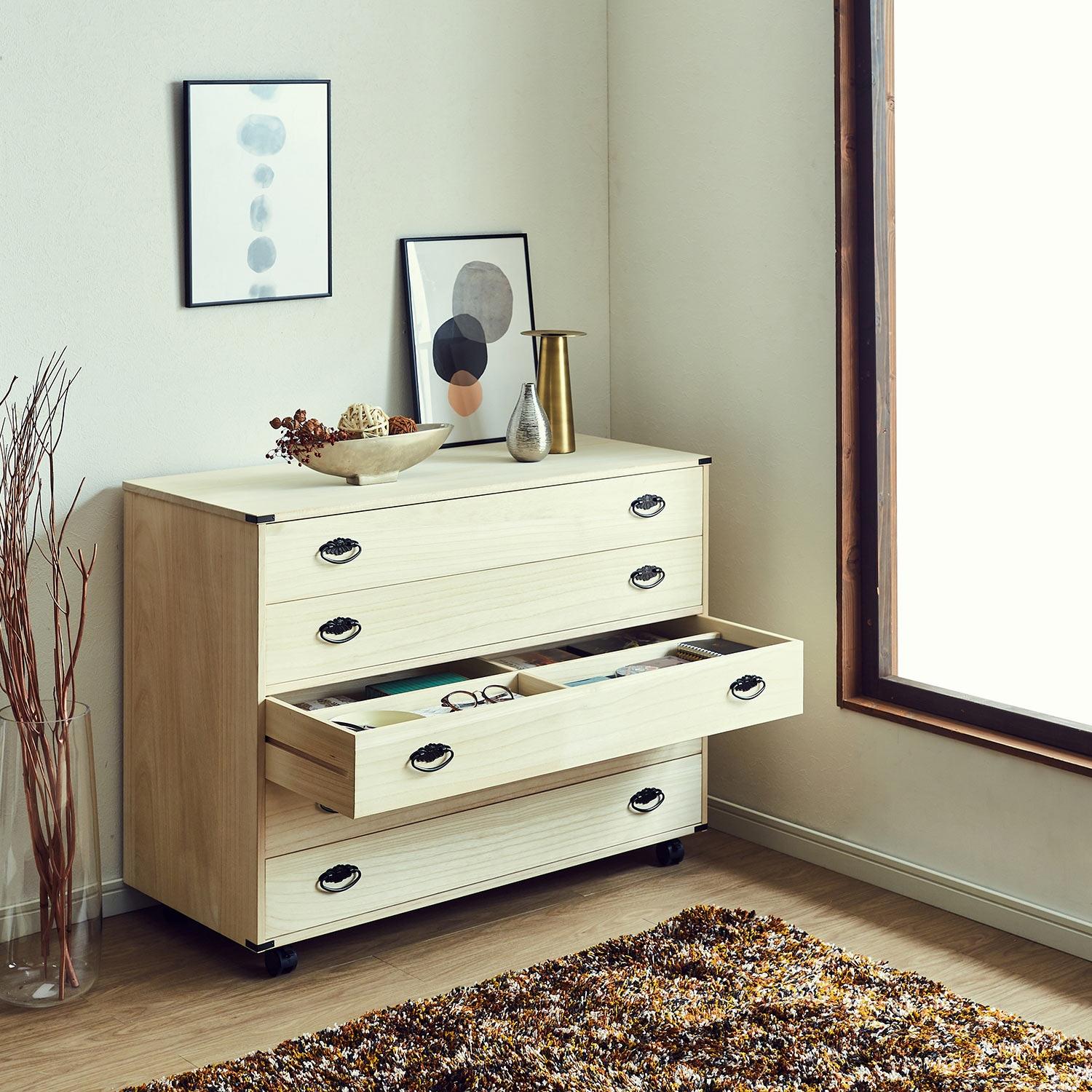 [日本製]クローゼット下にもぴったり!たとう紙も入る総桐チェストの商品写真