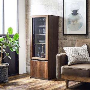 [日本製]飾って収納できるウォルナット材のサイドキャビネットの商品写真