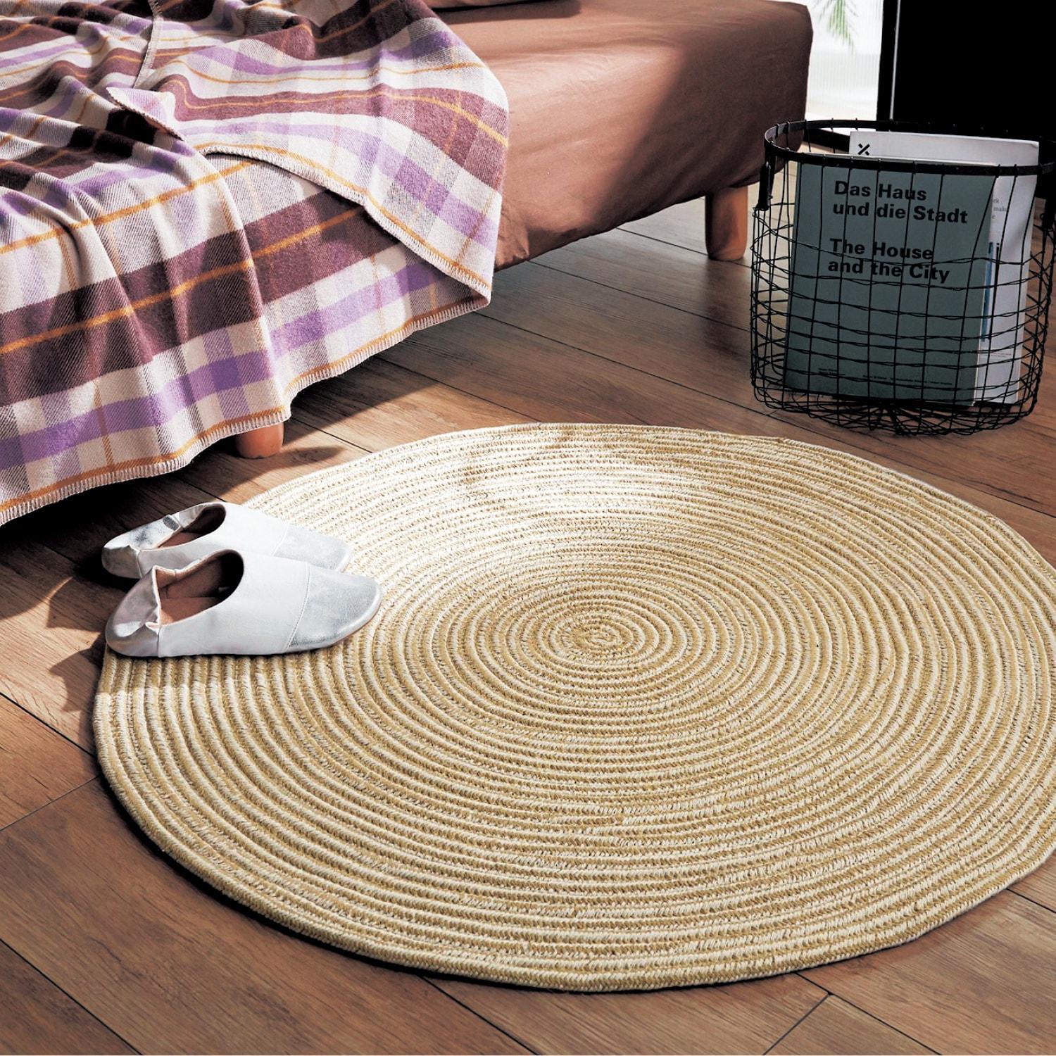 綿素材を使ったサークルラグの商品写真