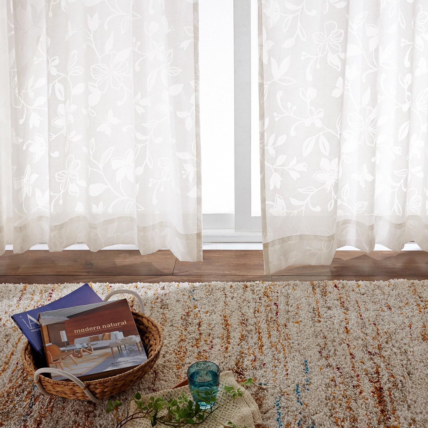 オパール加工でリーフ柄を透かしたボイルカーテンの商品写真