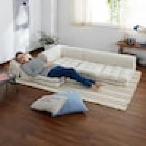 4スタイルにレイアウト自在!ふわふわクッション付コーナーローソファーの商品写真