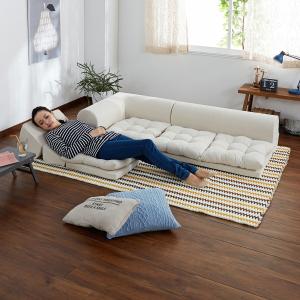4スタイルにレイアウト自在!ふわふわクッション付コーナーローソファーの商品写真