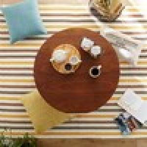 ウォルナット材の折りたたみ式円形リビングローテーブルの商品写真