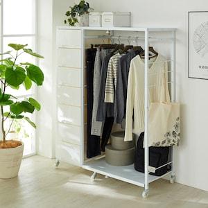 大量収納ケース付きハンガーラックの商品写真