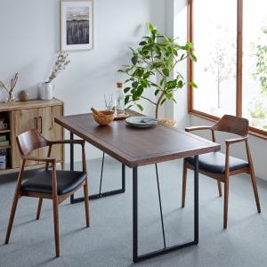 ウォルナット材のスチール脚ダイニングテーブル <4人用/6人用>の商品写真